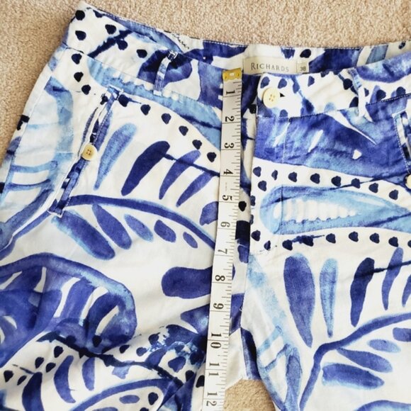 Richards UK Linen Watercolor Old Money  Bermuda Resord Tropical Golf Shorts 38 - Picture 9 of 11
